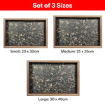 Load image into Gallery viewer, Serving Wooden Trays  Black Marble Set of 3
