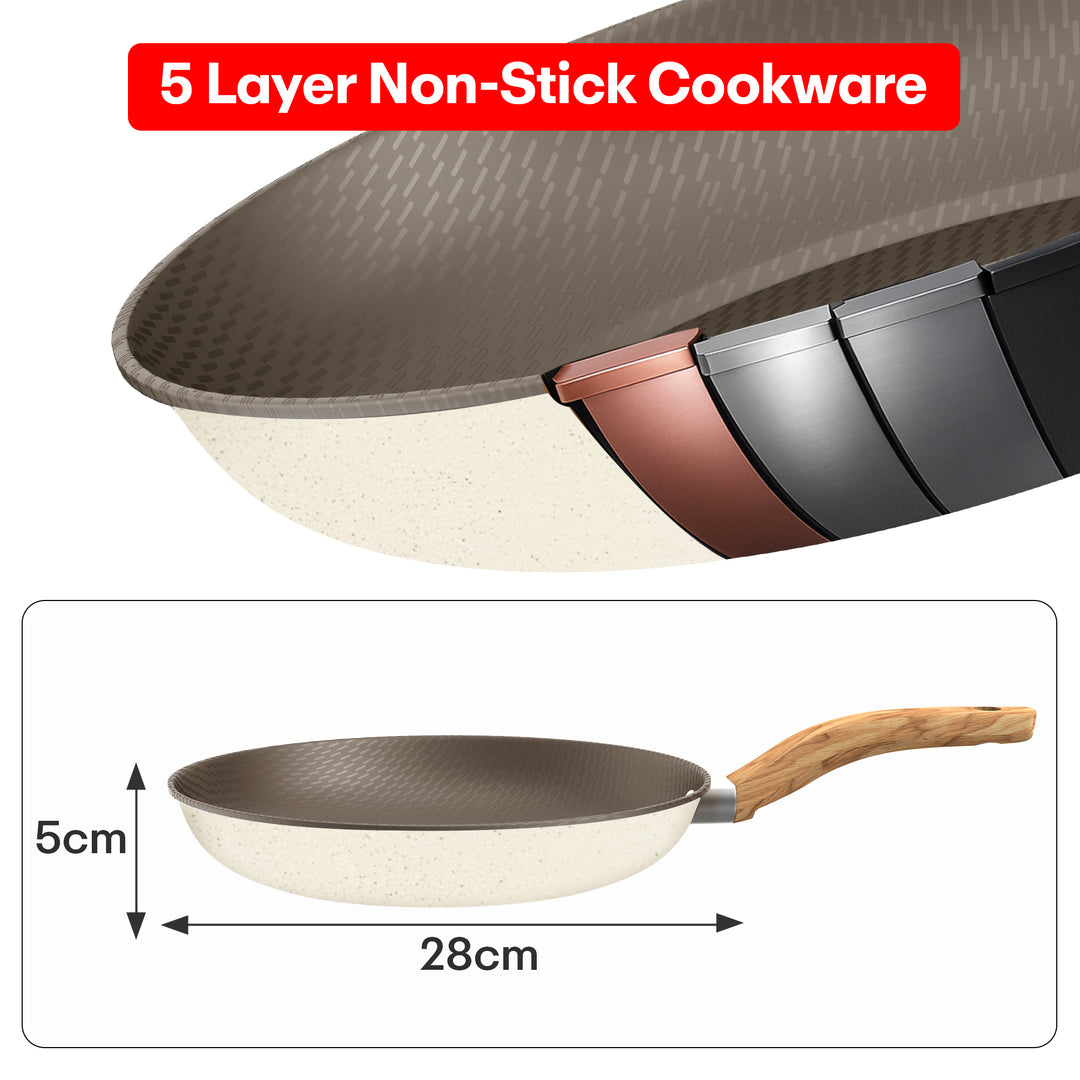 Rioware Aluminium Non-Stick Dosa Tawa | Granite Finish | Induction Base | PFOA Free | High Temperature Resistant Exterior Coating | 24 Cm | White