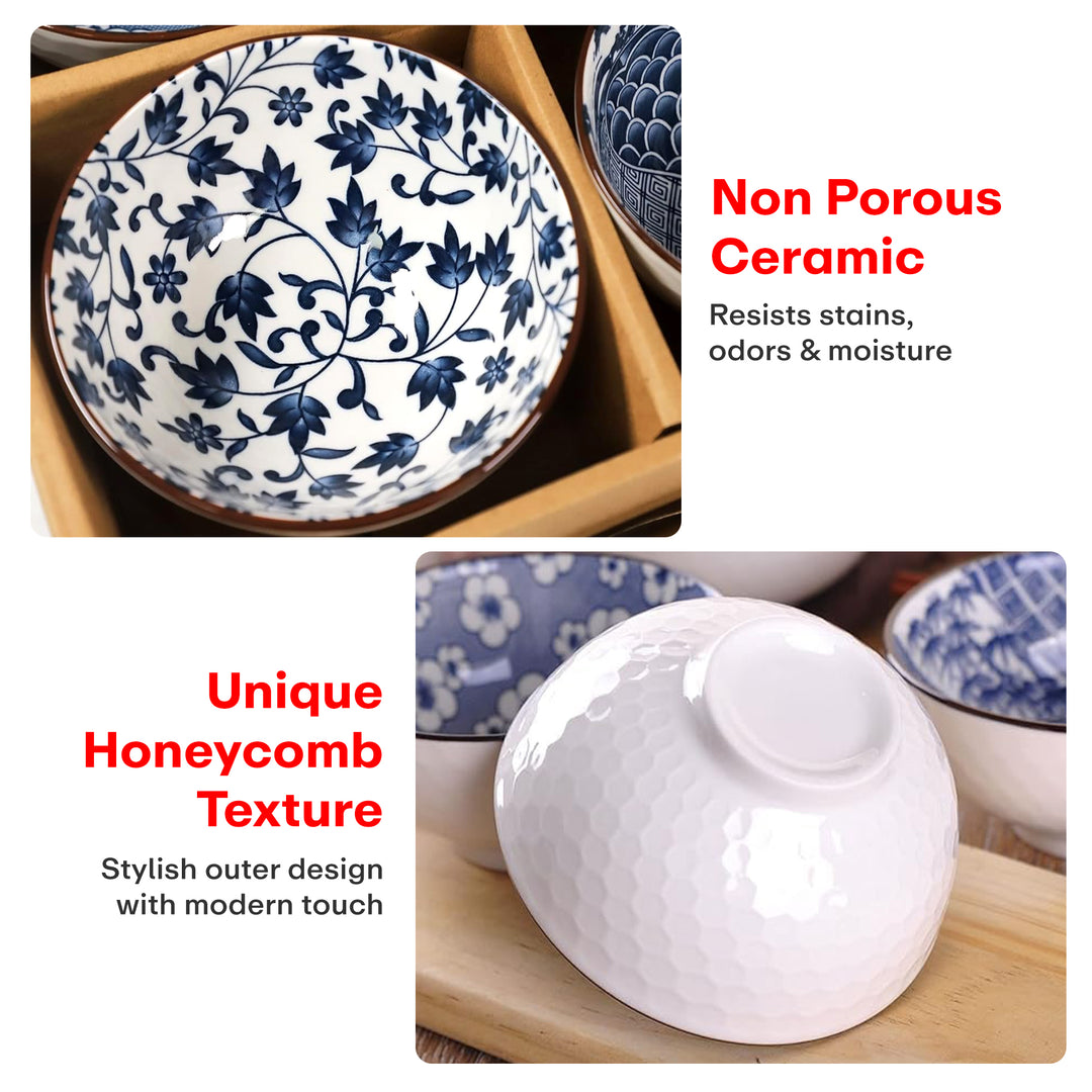 Rioware Ceramic Bowl, Set of 4 | Microwave & Dishwasher Safe| Bowls for Snacks, Fruits, Salad, Desserts BPA & Lead-Free Bowls, 250ml, Grey