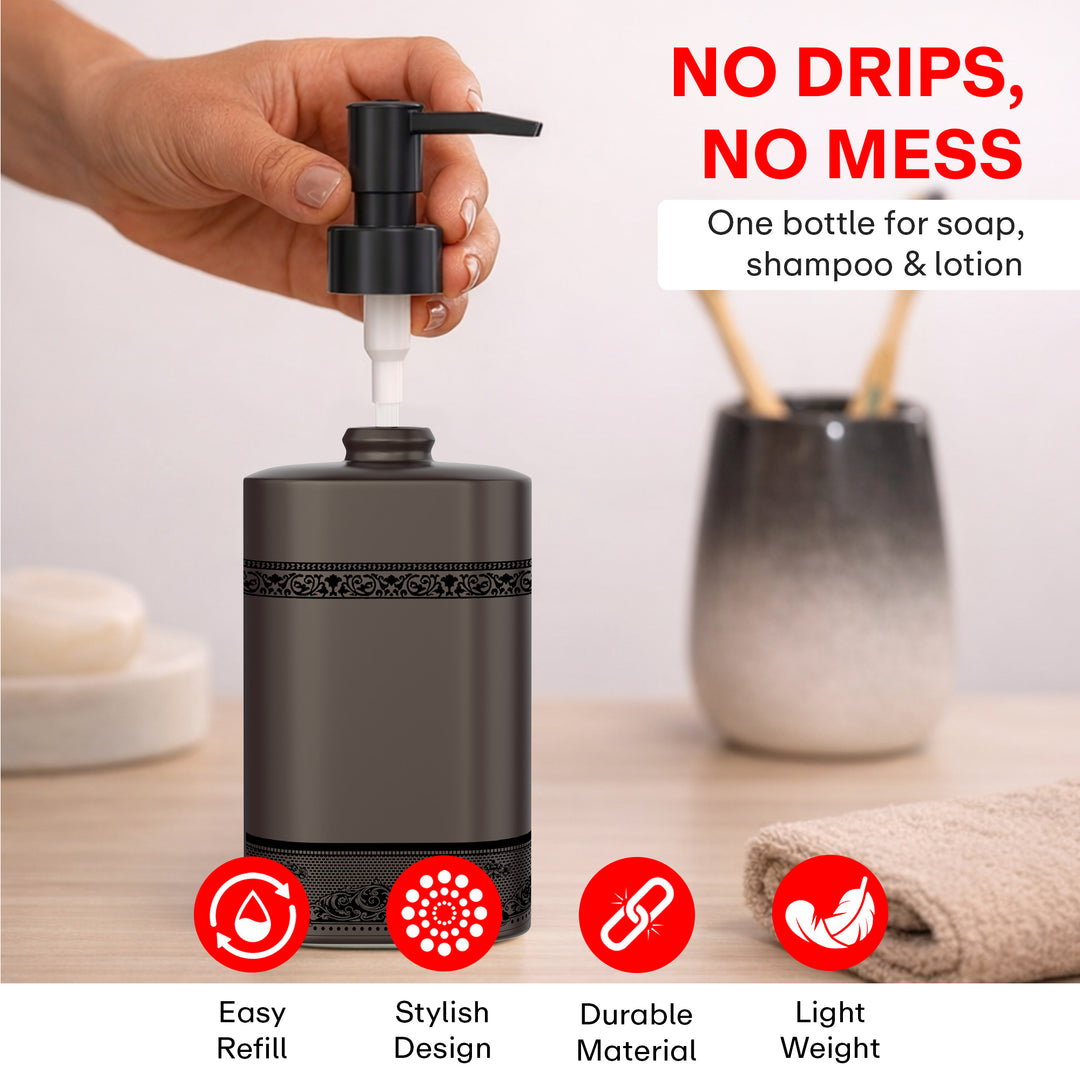 Rioware Outdoor Living Liquid Soap Dispenser, 300ml, Multipurpose Refillable Plastic Pump for Hand Wash, Dish Wash, Shampoo, Kitchen, Bathroom, and Household Use Pack of 1, Ivory White