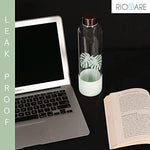 Load image into Gallery viewer, Rioware® Purifa Borosilicate Glass Water Bottle with Silicon Sleeve (750ml) | Airtight lid | Leak Proof | Silicon Cap | Fridge Water Bottles for Home, Office &amp; Gym -Pack of 01(Green)
