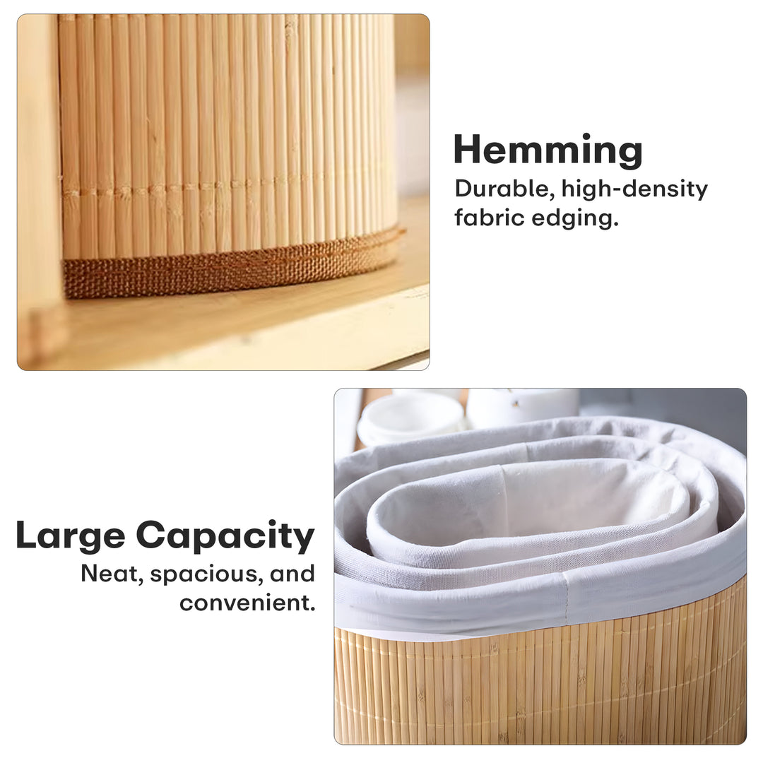 RIOWARE Natural Bamboo Storage Rectangular Basket Bins Organizer, Pack of 3