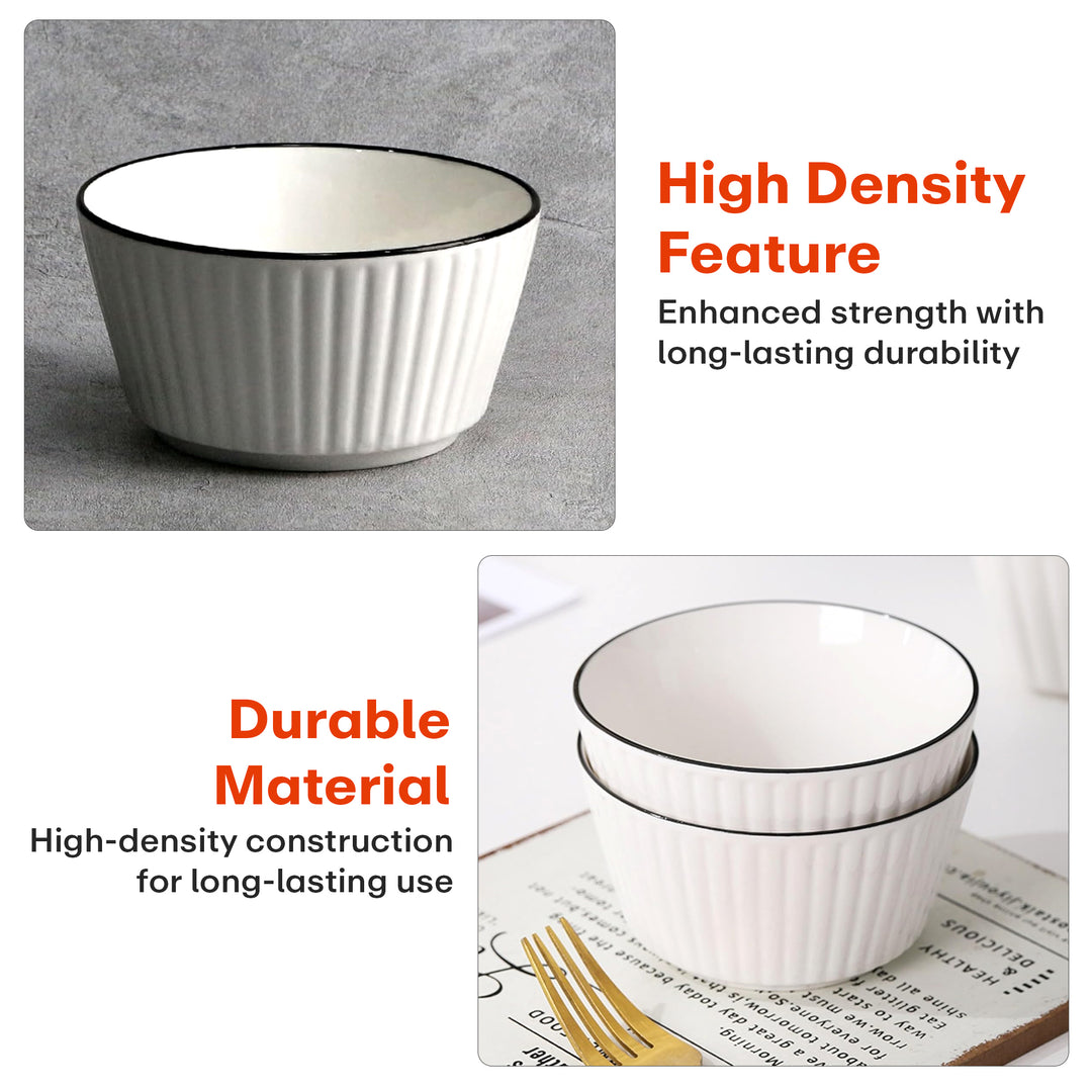 Rioware Cream Ceramic Bowl Set of 5, 580 ML Microwave & Dishwasher Safe Bowl for Serving Snacks, Dal, Rice, Noodles | Perfect for Daily Use, Gifting, Birthday, Anniversary