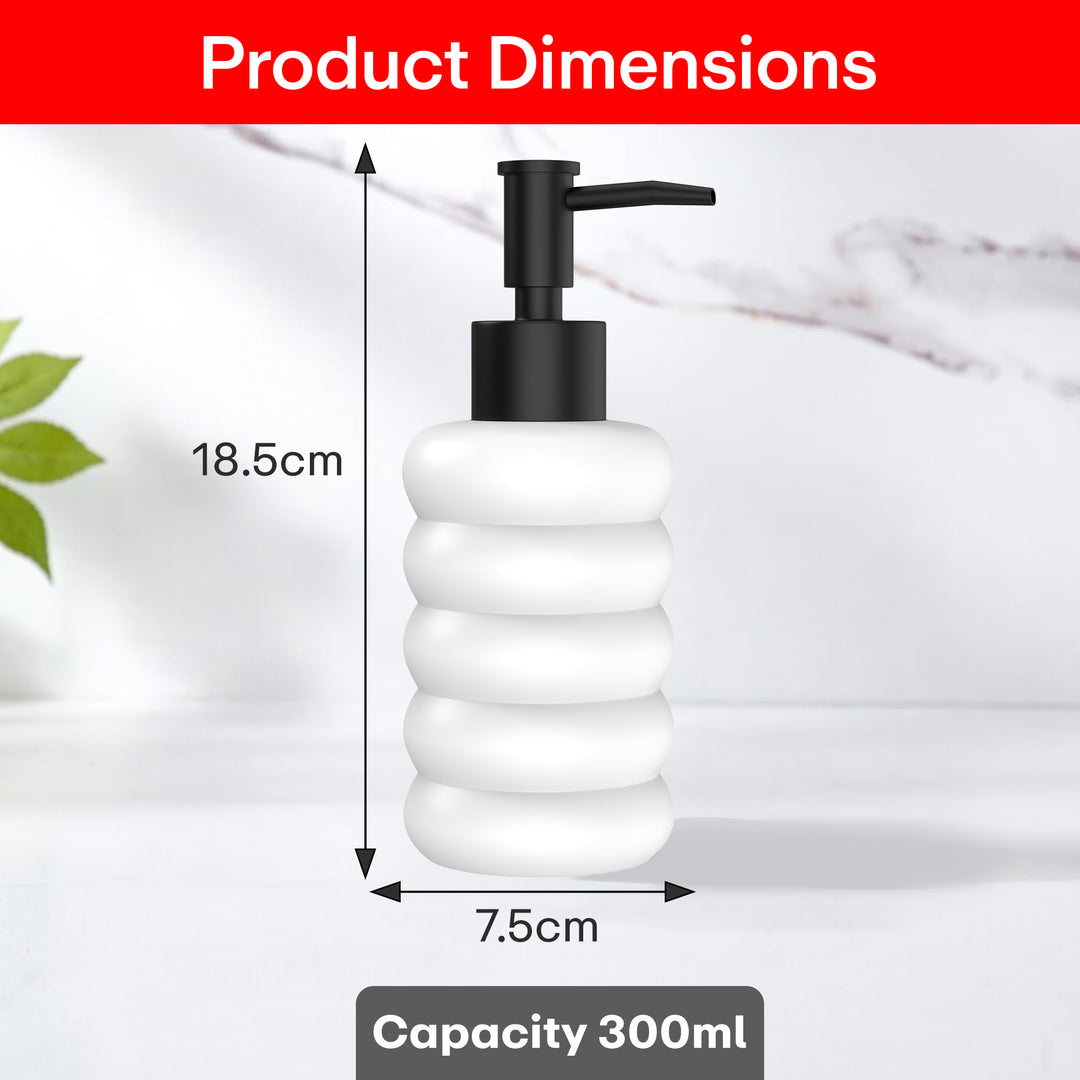 Rioware Outdoor Living Liquid Soap Dispenser, 300ml, Multipurpose Refillable Plastic Pump for Hand Wash, Dish Wash, Shampoo, Kitchen, Bathroom, and Household Use Pack of 1, Round Black