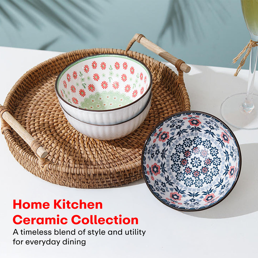 Rioware White Ceramic Bowl Set of 4, 250 ML Each | for Snacks & More, Rice, Dal, Fruits, Salad | Perfect for Christmas Gift & Daily Use