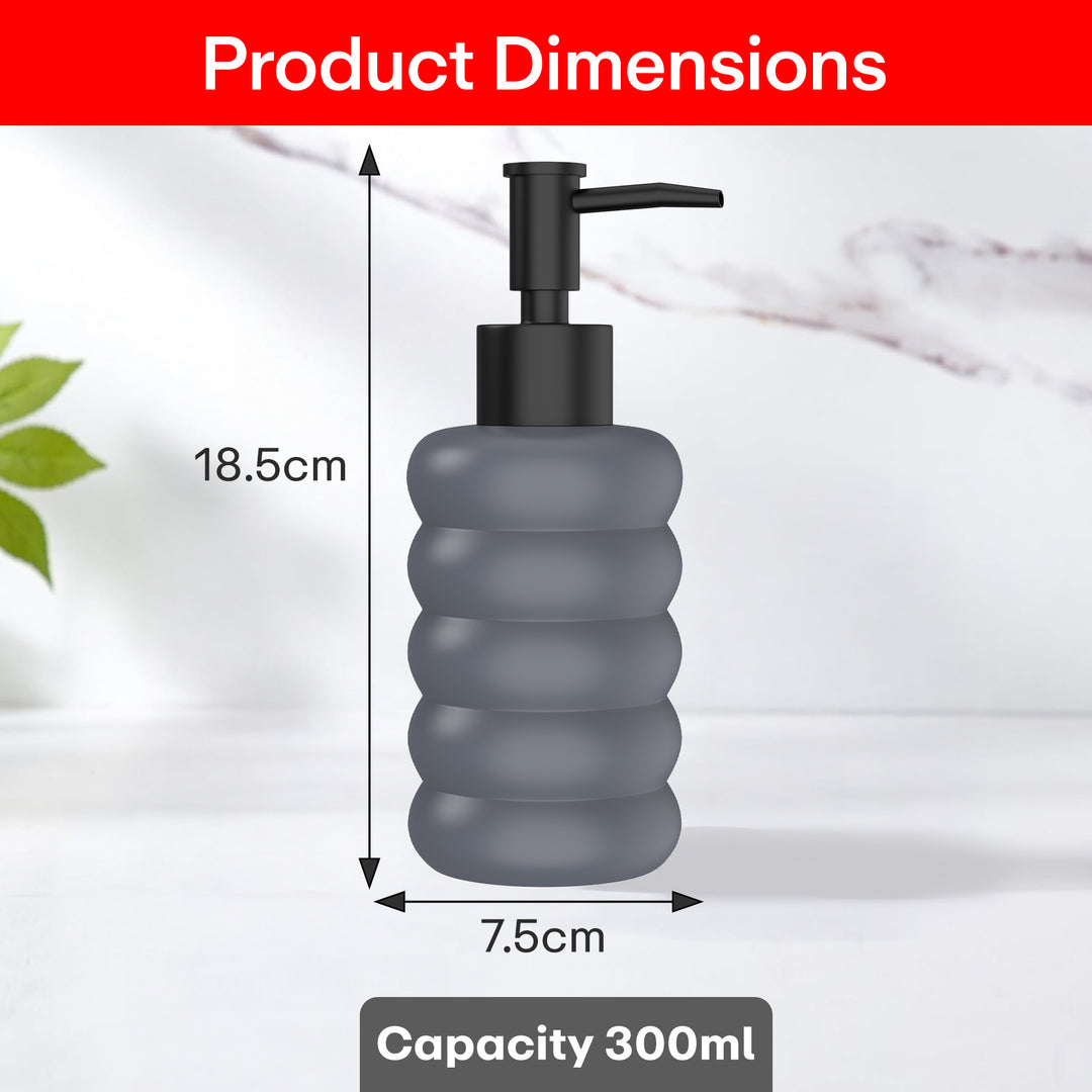 Rioware Outdoor Living Liquid Soap Dispenser, 300ml, Multipurpose Refillable Plastic Pump for Hand Wash, Dish Wash, Shampoo, Kitchen, Bathroom, and Household Use Pack of 1, Round Black