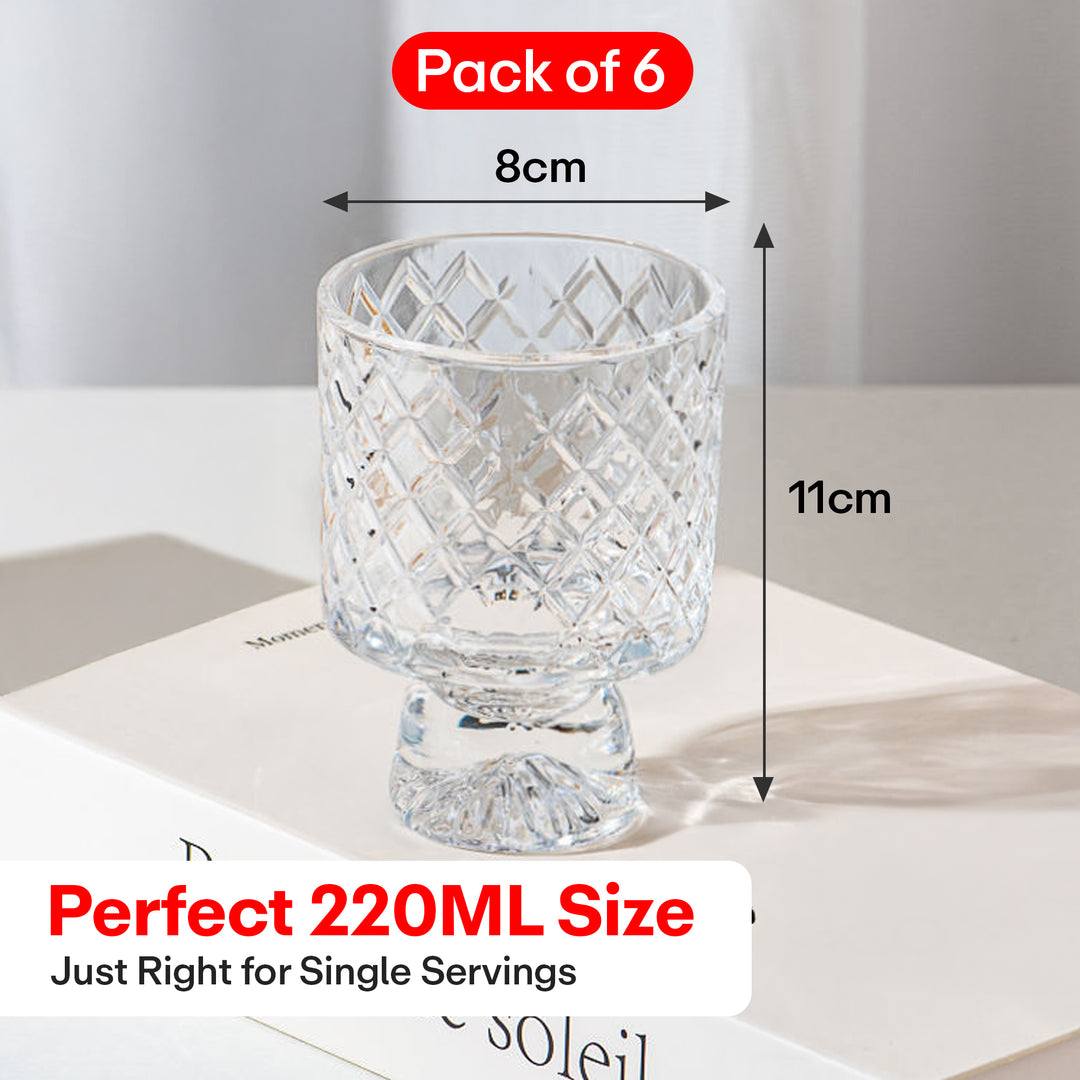 Rioware,230ml 6pc Vision Transparent Large Glass Set | Borosilicate Glass Tumblers for Drinking Water, Cold Drinks | Flame Proof, Microwave & Dishwasher Safe | for Daily use & Gifting with Stripes