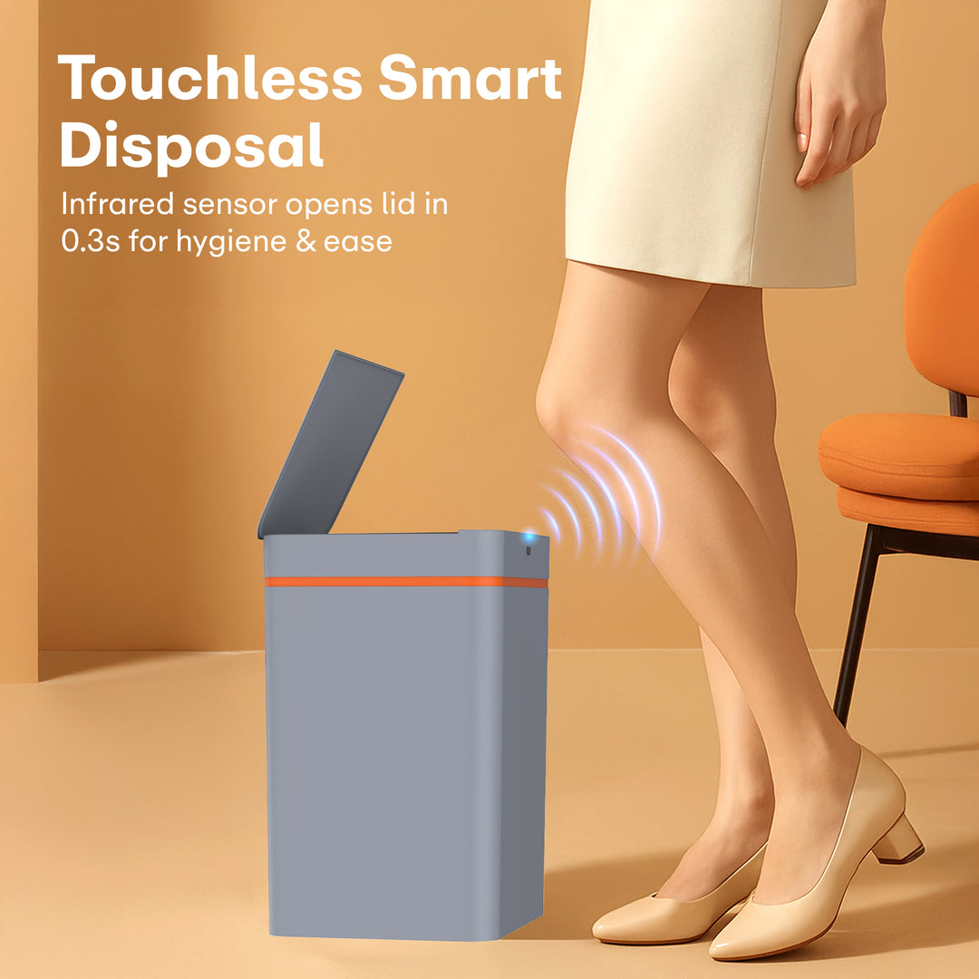 Rioware Smart Dustbin for Home - 13 L Hanging Waterproof Touchless Sensor Dustbin with Lid, Waste Bin Trash Can for Kitchen Cabinet, Bathroom, Battery Operated (Grey)