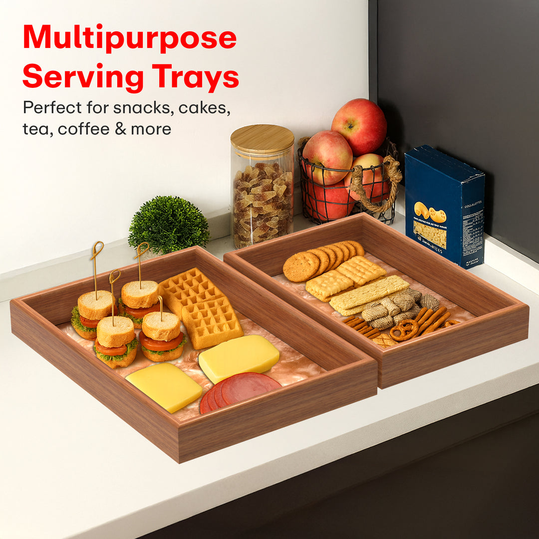 Rioware Wooden Trays Enamel Coated Set of 3
