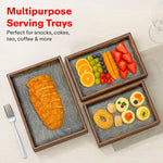 Load image into Gallery viewer, Serving Wooden Trays  Gray Marble Set of 3
