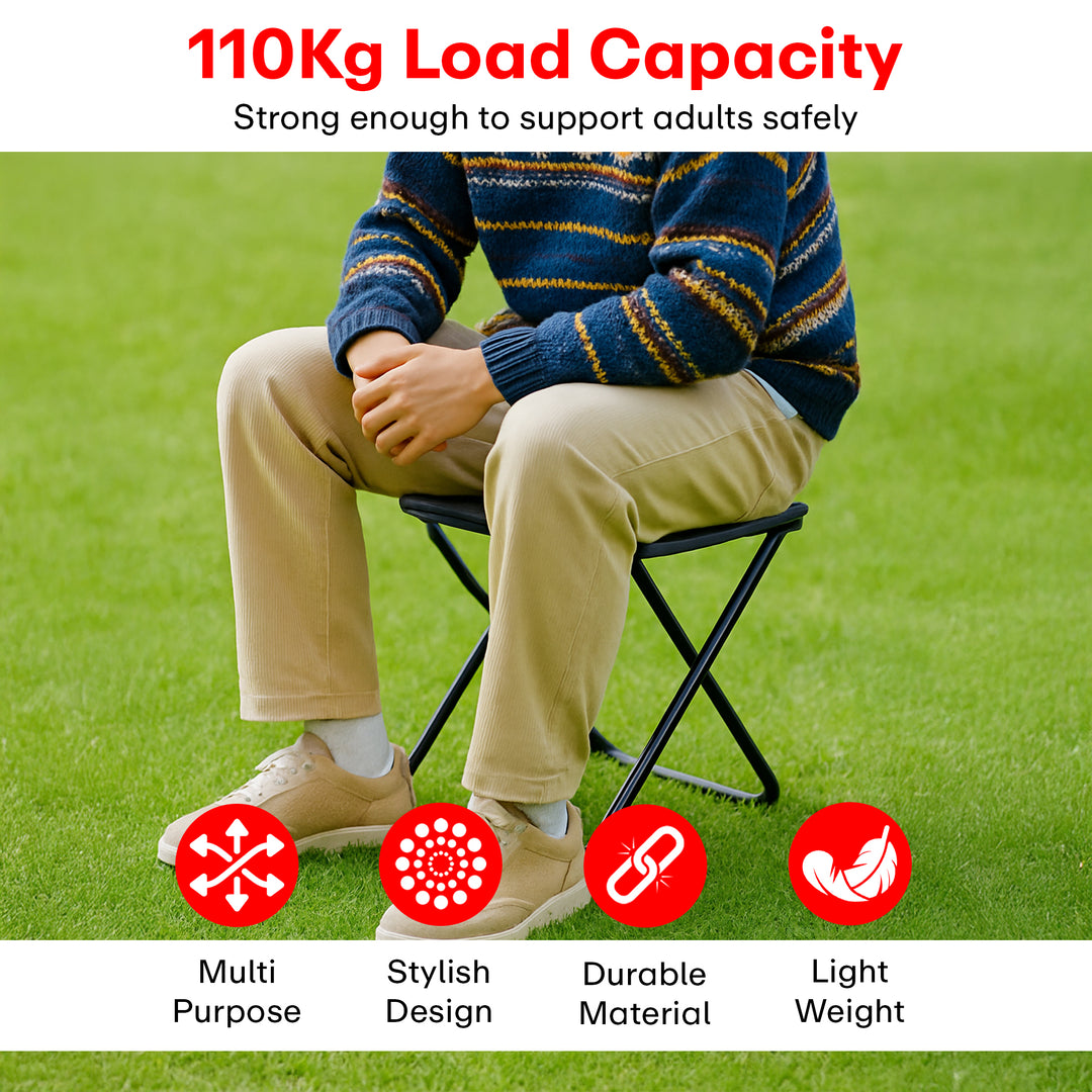 Rioware Folding Stool 110Kg, with Brown Color, Mini Outdoor Camping Stool, Portable Small,Lightweight Hunting Seat with Zippered Carrying Bag, Folding Slacker Chairs for Fishing Travelling Picnics