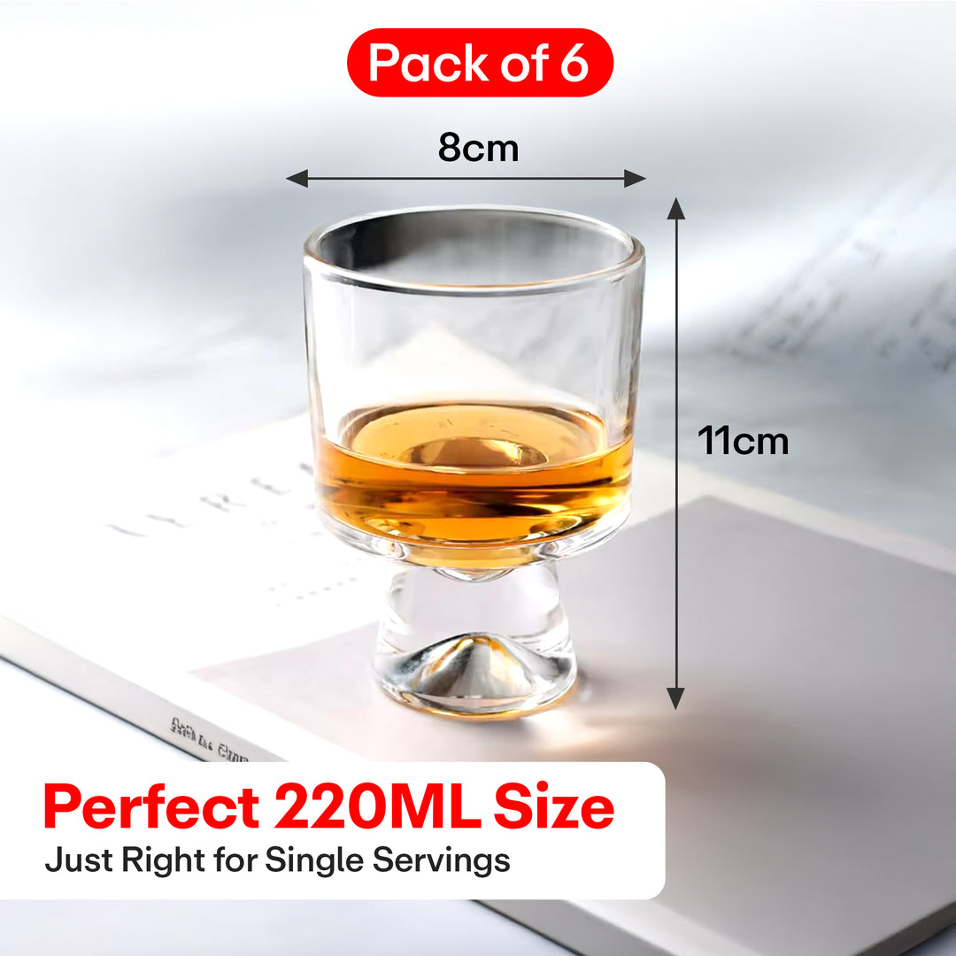 Rioware,230ml 6pc Vision Transparent Large Glass Set | Borosilicate Glass Tumblers for Drinking Water, Cold Drinks | Flame Proof, Microwave & Dishwasher Safe | for Daily use & Gifting without Stripes