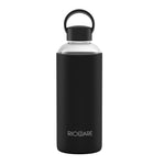 Load image into Gallery viewer, Rioware® Aquashot Borosilicate Glass Water Bottle with Silicon Sleeve (750ml) | Airtight lid | Leak Proof | Silicon Cap | Fridge Water Bottles for Home, Office &amp; Gym -Pack of 01(Black)
