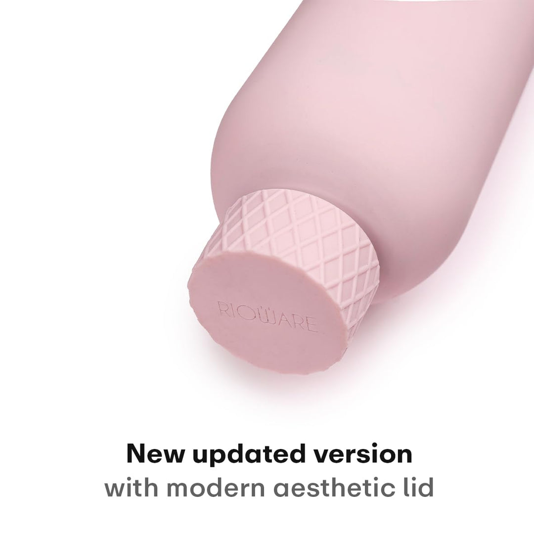 Luxury Insulated Stainless Rubber Coated Steel Water Bottle 24 Hours Hot and Cold - 750ml-Pink New Cap
