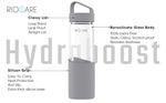 Load image into Gallery viewer, Rioware® Hydraboost Borosilicate Glass Water Bottle with Silicon Sleeve (550ml) | Airtight lid | Leak Proof | Silicon Cap | Fridge Water Bottles for Home, Office &amp; Gym -Pack of 01(Grey)
