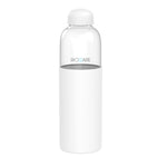 Load image into Gallery viewer, Rioware® Riobuzz Borosilicate Glass Water Bottle with Silicone Sleeve (550ml) | Airtight lid | Leak Proof | Silicon Cap | Fridge Water Bottles for Home, Office &amp; Gym -Pack of 01(Blue)
