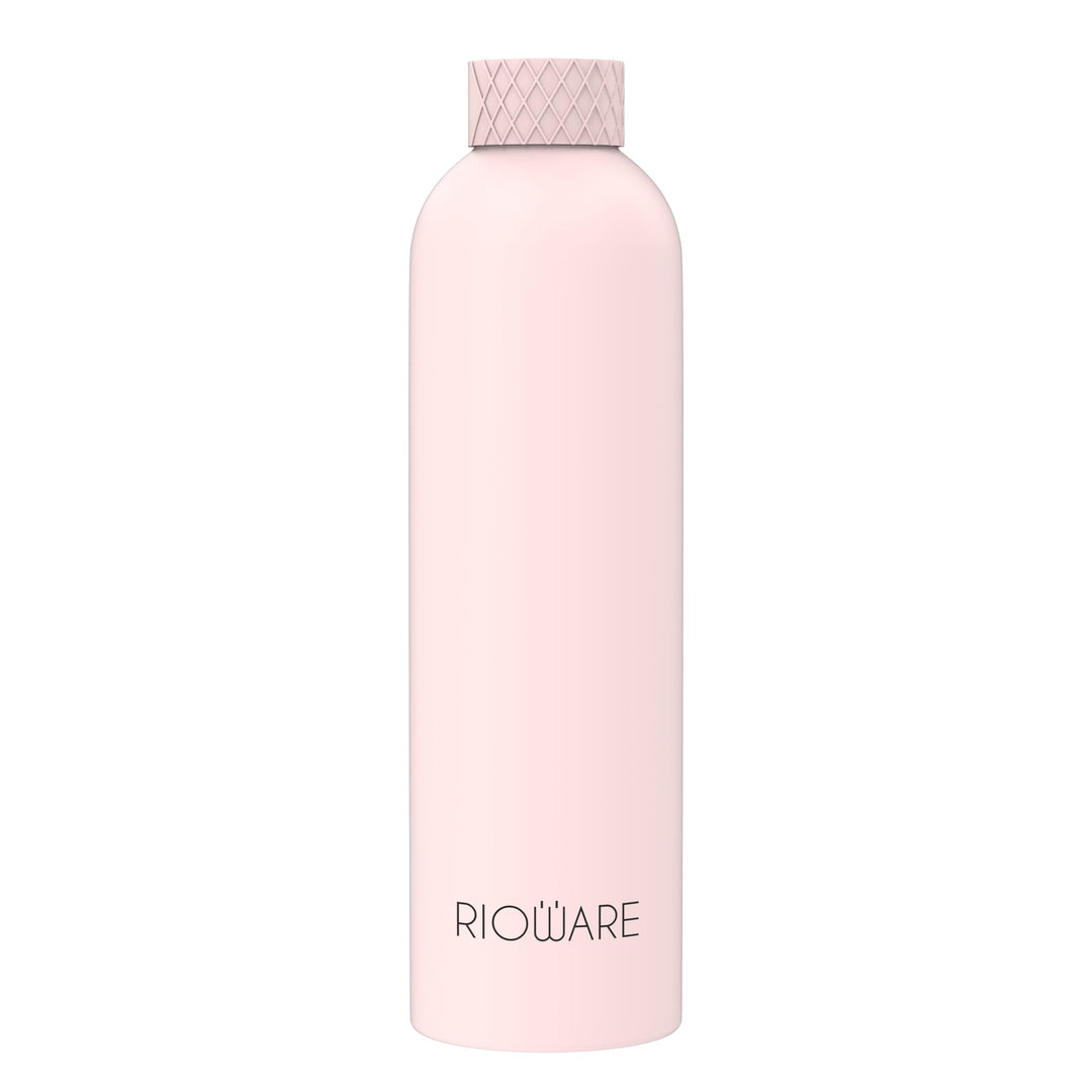 Luxury Insulated Stainless Rubber Coated Steel Water Bottle 24 Hours Hot and Cold - 750ml-Pink New Cap