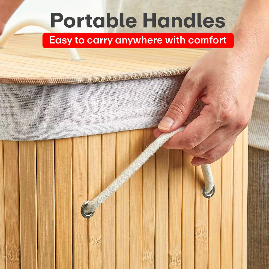 Rioware Bamboo laundry bag basket for clothes with lid toy storage organiser box foldable Square Home Organizer and Storage | Eco Friendly | Compact and Easy to carry Dark Brown