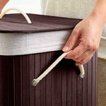 Load image into Gallery viewer, Rioware Bamboo laundry bag basket for clothes with lid toy storage organiser box foldable Square Home Organizer and Storage | Eco Friendly | Compact and Easy to carry Dark Brown
