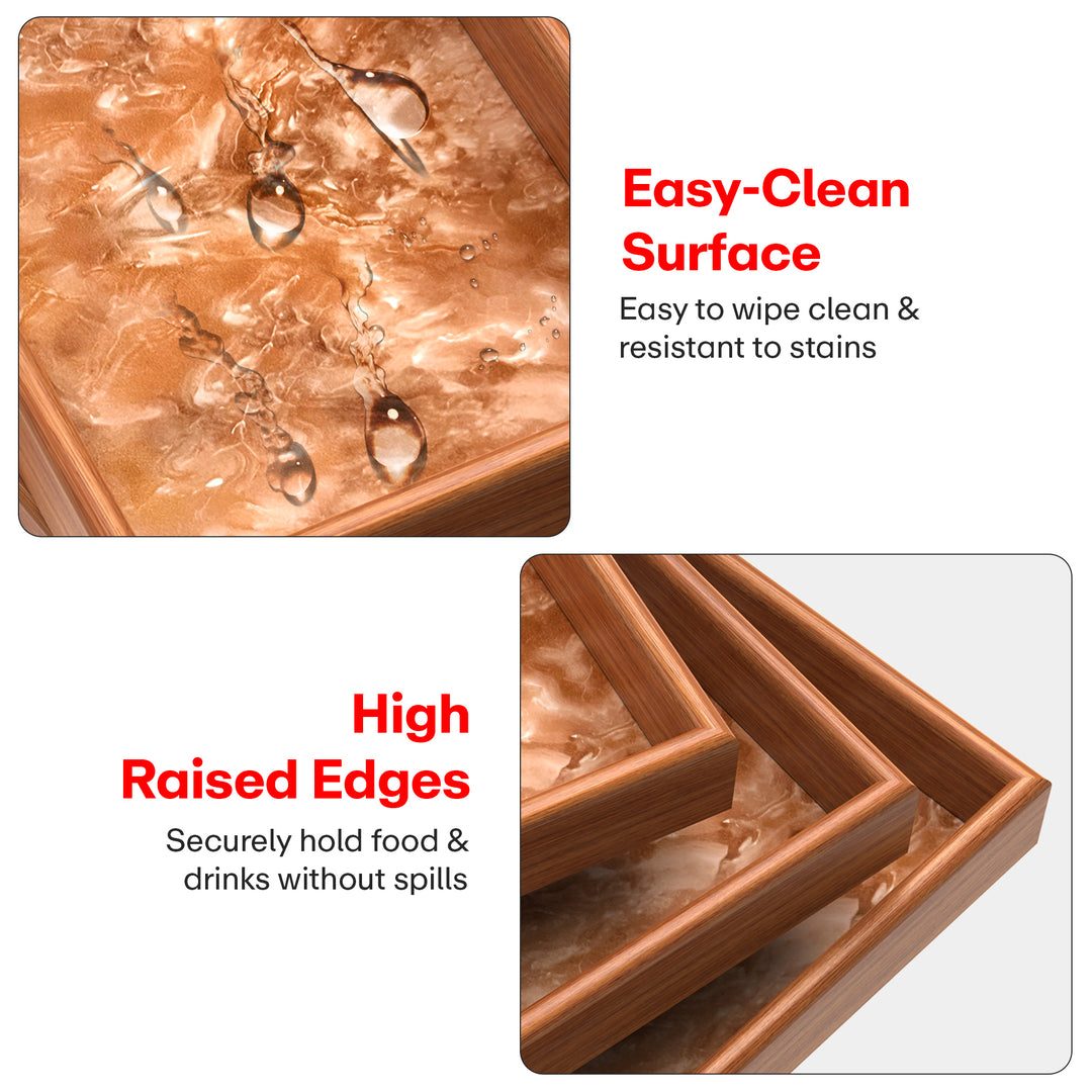 Rioware Wooden Trays Enamel Coated Set of 3