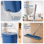 Load image into Gallery viewer, Rioware Flat Mop for Home Cleaning Floor / 360° Rotating Microfiber Mops for Floor Cleaning | Hands-Free Squeeze (White)
