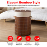 Load image into Gallery viewer, Rioware Bamboo Round Basket for Storage Laundry Basket for Clothes With Lid | Home Organizer Items and Storage | Eco Friendly | Compact and Easy to carry | Home Storage Organizer | Dark Brown
