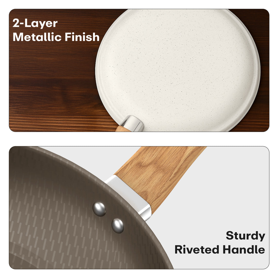 Rioware Aluminium Non-Stick Dosa Tawa | Granite Finish | Induction Base | PFOA Free | High Temperature Resistant Exterior Coating | 24 Cm | White