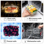 Load image into Gallery viewer, Rioware Borosilicate Glass Containers with Lids, 3 pcs Set,(410 + 700 + 1050) Ml, Kitchen, Microwave, Oven &amp; Freezer Safe, Baking Dish, Rectangle, Baking Tray, Scratch Resistant,
