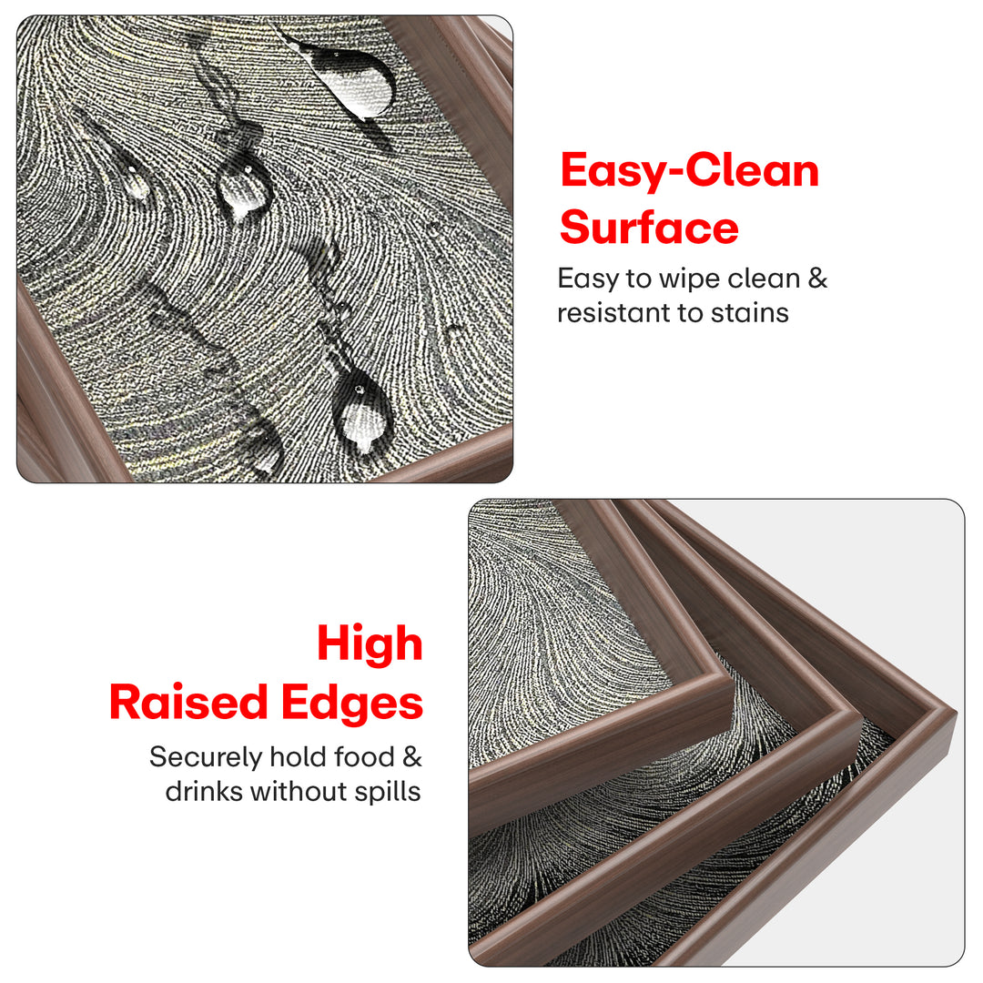 Serving Wooden Trays  Gray Marble Set of 3