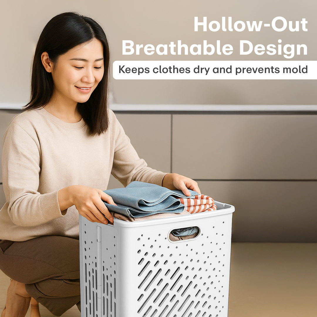 Rioware, Laundry Magic Mover Mini | Foldable Laundry Basket with Wheels & Handles | Breathable Storage Organizer for Clothes, Toys & Daily Essentials |