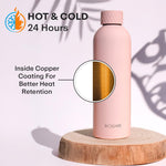 Load image into Gallery viewer, Luxury Insulated Stainless Rubber Coated Steel Water Bottle 24 Hours Hot and Cold - 750ml-Pink New Cap
