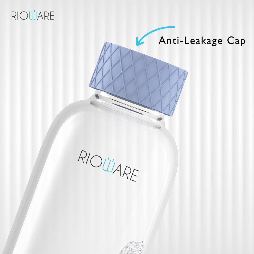 Rioware® Purifa Borosilicate Glass Water Bottle with Silicon Sleeve (750ml) | Airtight lid | Leak Proof | Silicon Cap | Fridge Water Bottles for Home, Office & Gym -Pack of 01(Green)