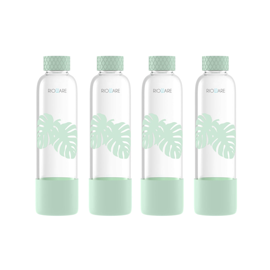 Rioware® Purifa Borosilicate Glass Water Bottle with Silicon Sleeve (750ml) | Airtight lid | Leak Proof | Silicon Cap | Fridge Water Bottles for Home, Office & Gym -Pack of 01(Green)