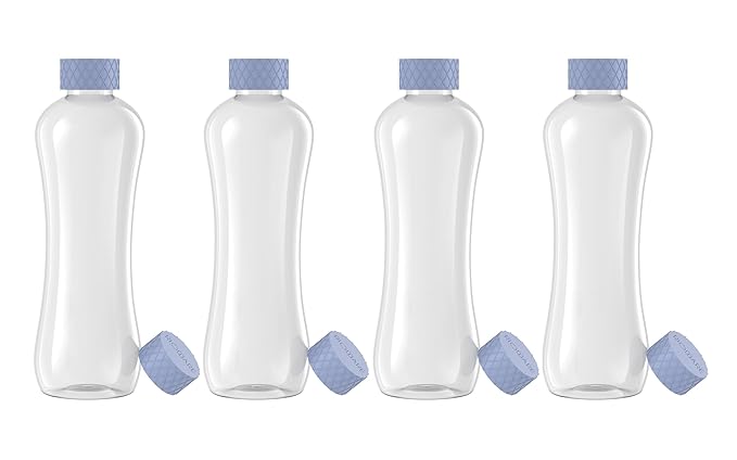 Glass Water Bottle 1 Litre | Airtight lid | Leak Proof | Silicon Cap | Fridge Water Bottles for Home, Office & Gym (Blue, Pack of 01)