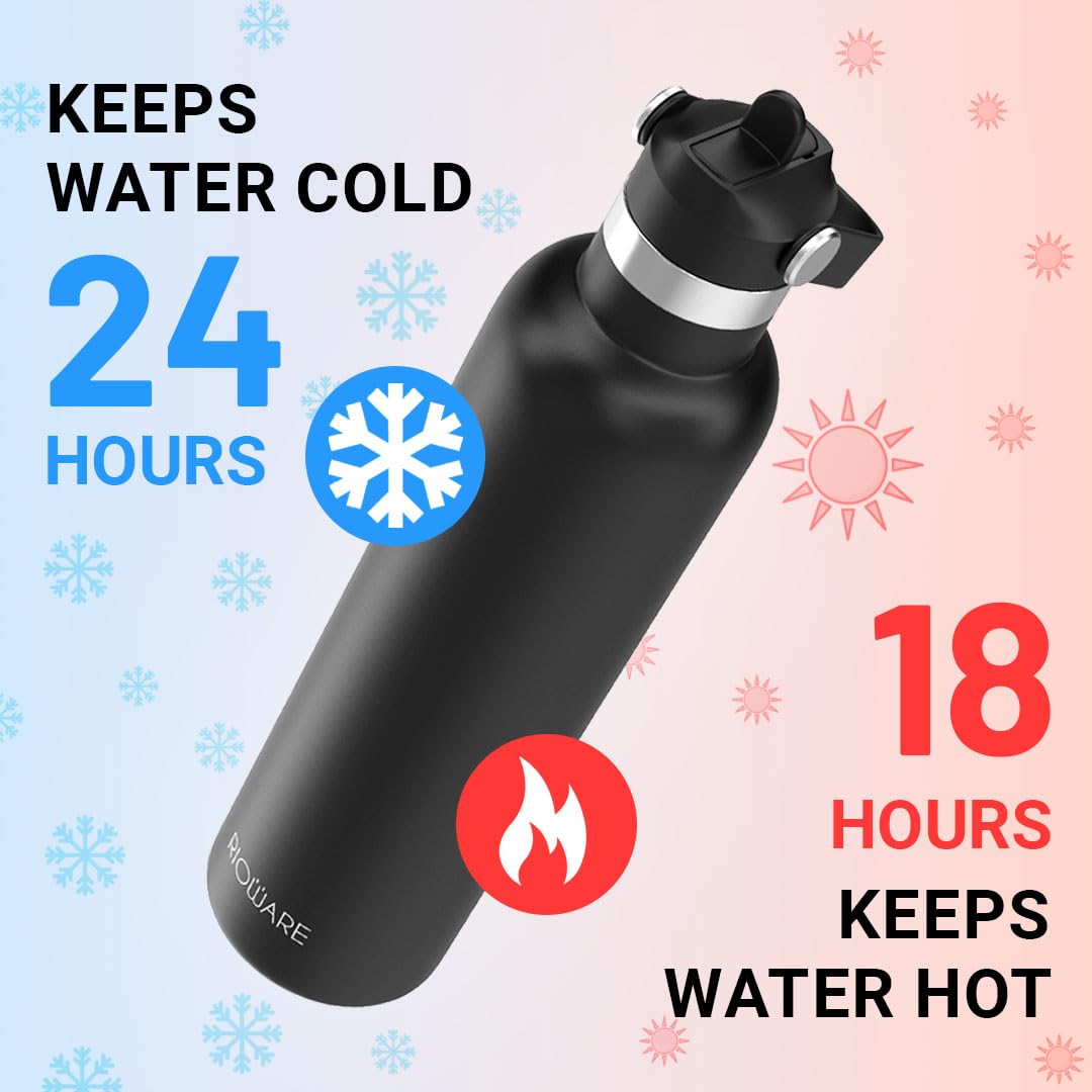 Rioware® Riotuff Insulated Stainless Steel Leak Proof Water Bottle 24 Hours Hot and Cold for School,Office,Gym, Sports, Hiking, Trek, Travel for Men & Women 1Ltr-Blue