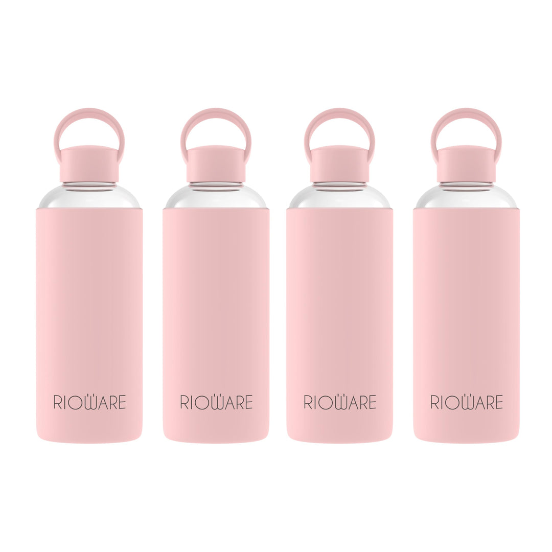 Rioware® Aquashot Borosilicate Glass Water Bottle with Silicon Sleeve (750ml) | Airtight lid | Leak Proof | Silicon Cap | Fridge Water Bottles for Home, Office & Gym -Pack of 01(Black)
