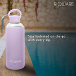 Load image into Gallery viewer, Rioware® Aquashot Borosilicate Glass Water Bottle with Silicon Sleeve (750ml) | Airtight lid | Leak Proof | Silicon Cap | Fridge Water Bottles for Home, Office &amp; Gym -Pack of 01(Black)
