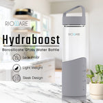 Load image into Gallery viewer, Rioware® Hydraboost Borosilicate Glass Water Bottle with Silicon Sleeve (550ml) | Airtight lid | Leak Proof | Silicon Cap | Fridge Water Bottles for Home, Office &amp; Gym -Pack of 01(Grey)
