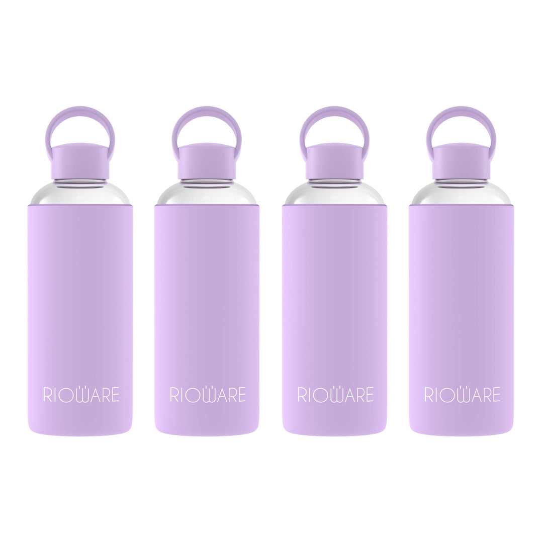 Rioware® Aquashot Borosilicate Glass Water Bottle with Silicon Sleeve (750ml) | Airtight lid | Leak Proof | Silicon Cap | Fridge Water Bottles for Home, Office & Gym -Pack of 01(Black)