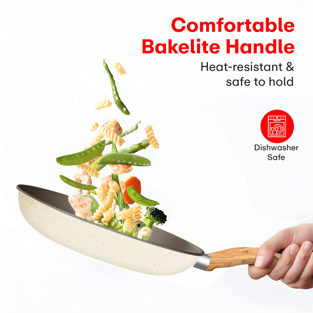 Rioware Aluminium Non-Stick Dosa Tawa | Granite Finish | Induction Base | PFOA Free | High Temperature Resistant Exterior Coating | 24 Cm | White