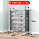 Load image into Gallery viewer, Rioware Shoe Rack Organizer/Multi-Purpose Steel 5 Layers Portable and Folding Shoe Rack (Transparent)
