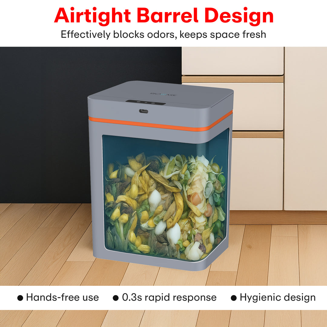 Rioware Smart Dustbin for Home - 13 L Hanging Waterproof Touchless Sensor Dustbin with Lid, Waste Bin Trash Can for Kitchen Cabinet, Bathroom, Battery Operated (Grey)