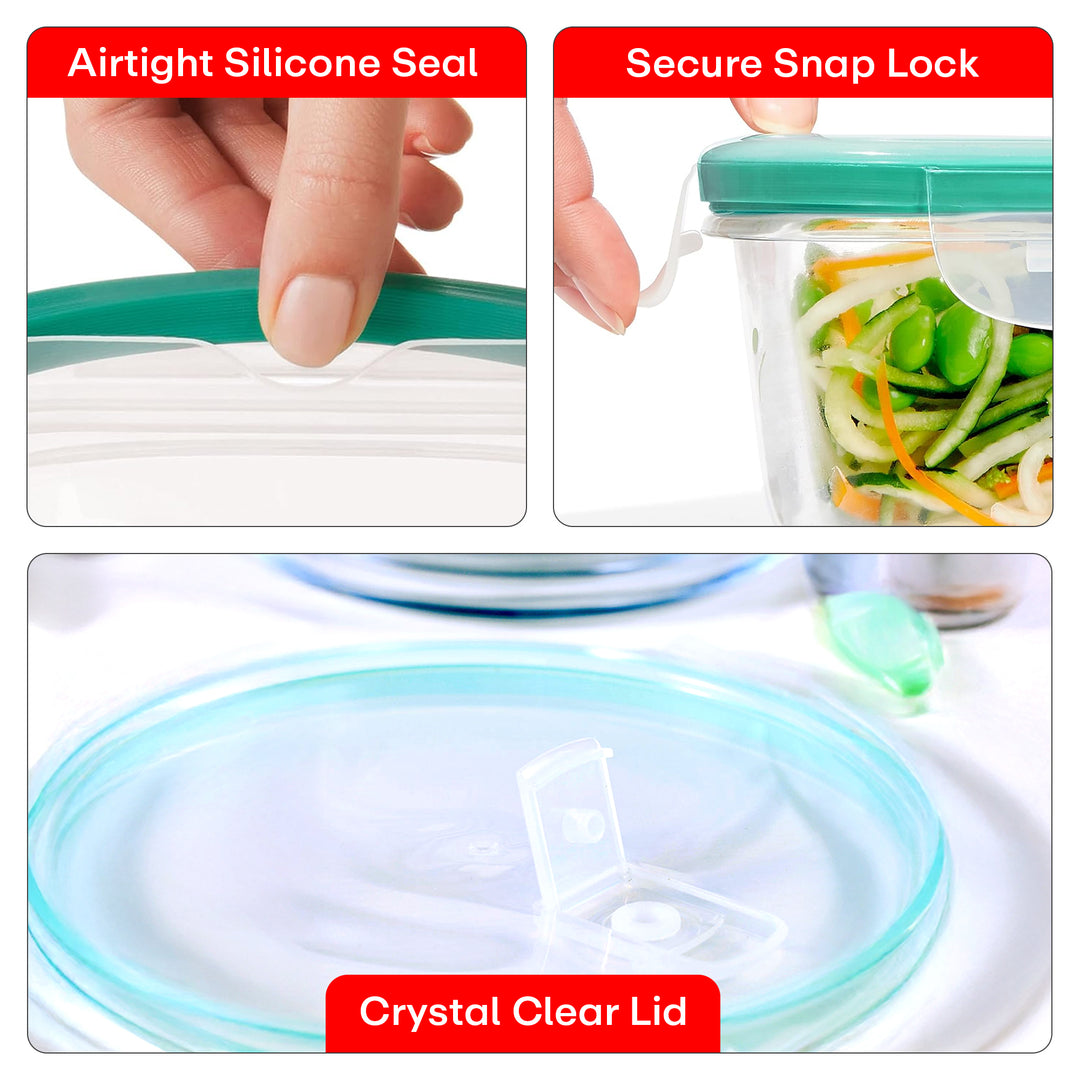 Rioware Borosilicate Glass Containers with Lids, 3 pcs Set, 400ml, 650 ml &1000ml, Kitchen, Microwave, Oven & Freezer Safe, Baking Dish, Rectangle, Baking Tray, Scratch Resistant, round
