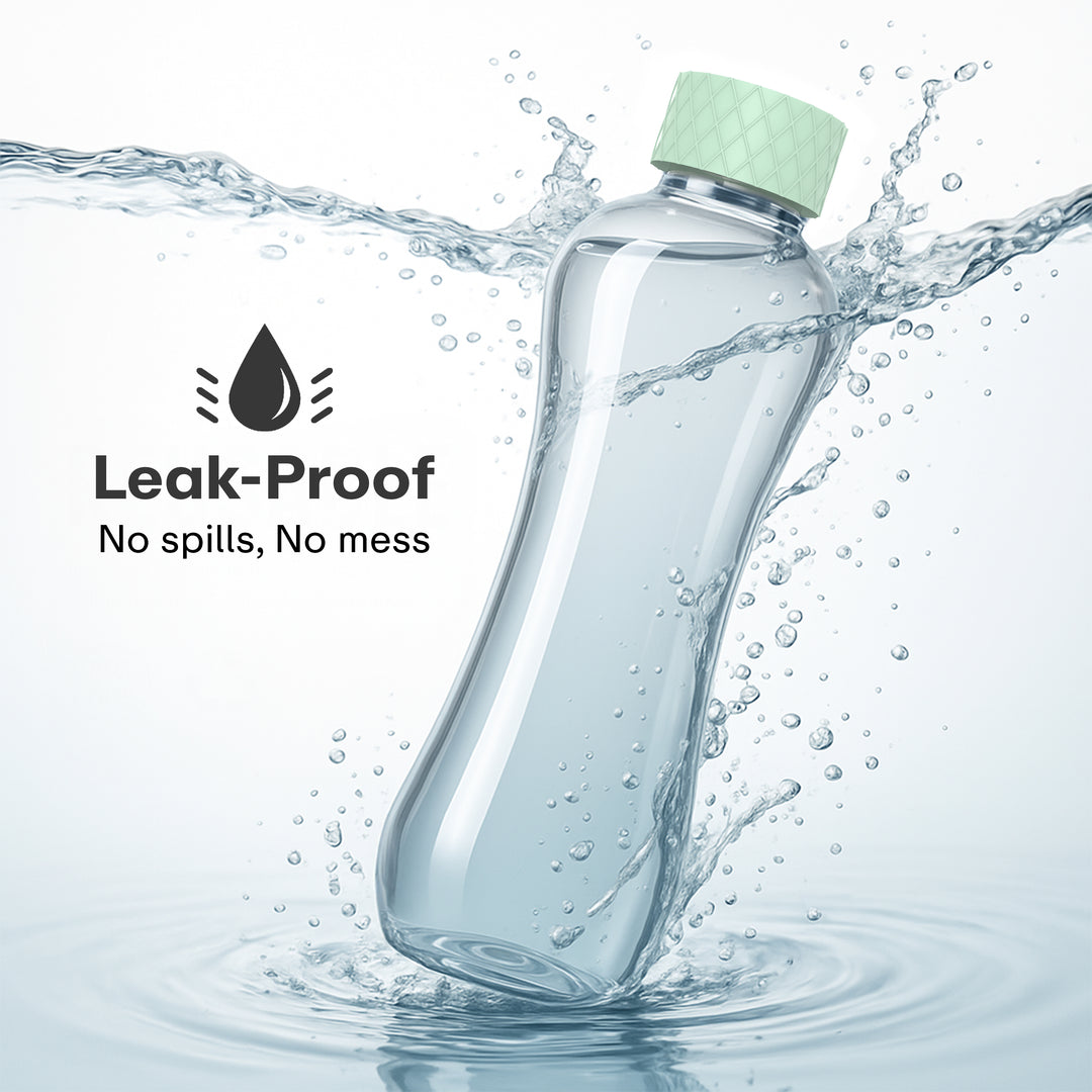 Glass Water Bottle 1 Litre | Airtight lid | Leak Proof | Silicon Cap | Fridge Water Bottles for Home, Office & Gym (Blue, Pack of 01)