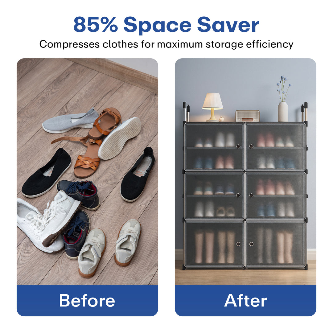 ioware Upgraded Shoe Rack for Home Plastic, Portable Shoe Rack with Dustproof Door for Heels/Slippers/Boots,𝟔-𝐃𝐨𝐨𝐫_𝟏0-𝐒𝐡𝐞𝐥𝐟 Shoe Storage Cabinet for Entryway or Bedroom - Black