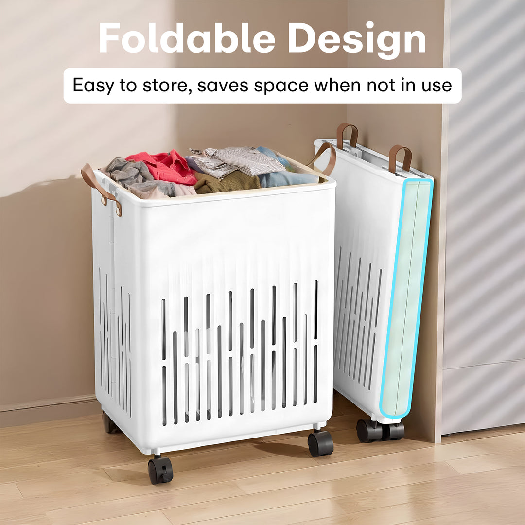 Rioware, Laundry Magic Mover Mini | Foldable Laundry Basket with Wheels & Handles | Breathable Storage Organizer for Clothes, Toys & Daily Essentials