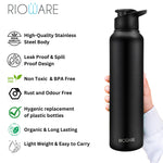 Load image into Gallery viewer, Stainless Steel 1-Litre Water Bottle - BPA-Free, Leak-Proof, Sipper Cap

