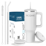 Load image into Gallery viewer, 1200 ML Stainless Steel Tumbler Hot and Cold with Handle and 2 Lid and 2 Straw with Silicone Sleeve, Double Insulated Cup 100% Leak Proof Mug Cupholder for Gym, Travelling
