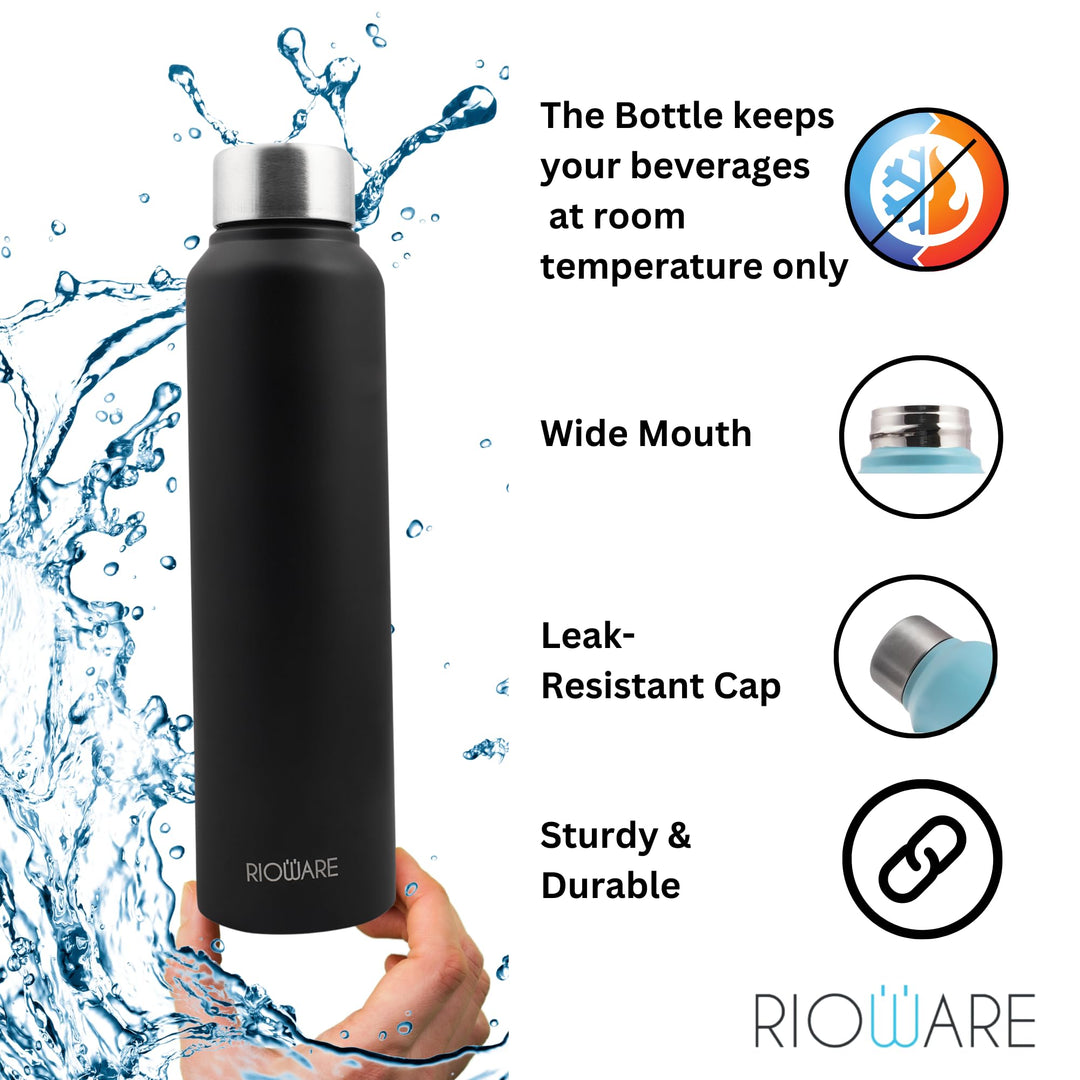 Stainless Steel 1-Litre Water Bottle - BPA-Free, Leak-Proof, Sipper Cap