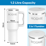 Load image into Gallery viewer, 1200 ML Stainless Steel Tumbler Hot and Cold with Handle and 2 Lid and 2 Straw with Silicone Sleeve, Double Insulated Cup 100% Leak Proof Mug Cupholder for Gym, Travelling
